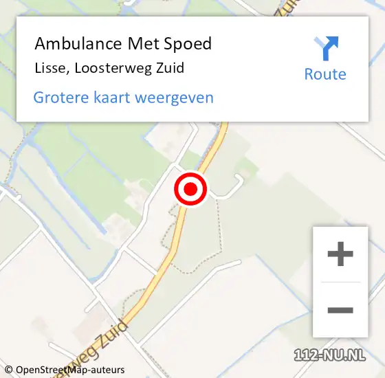 Locatie op kaart van de 112 melding: Ambulance Met Spoed Naar Lisse, Loosterweg Zuid op 30 december 2015 21:17