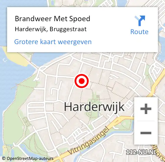 Locatie op kaart van de 112 melding: Brandweer Met Spoed Naar Harderwijk, Bruggestraat op 30 december 2015 21:26