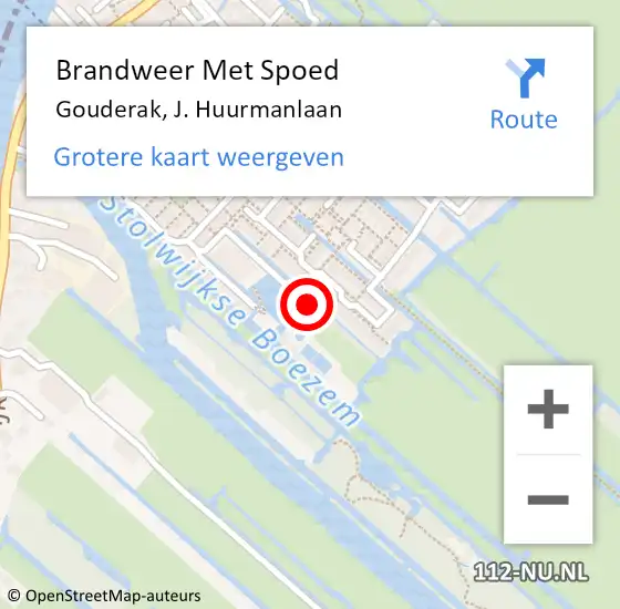 Locatie op kaart van de 112 melding: Brandweer Met Spoed Naar Gouderak, J. Huurmanlaan op 30 december 2015 21:34