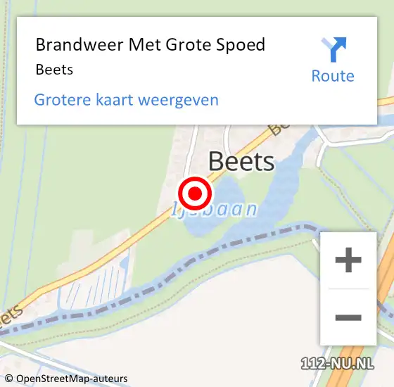 Locatie op kaart van de 112 melding: Brandweer Met Grote Spoed Naar Beets op 30 december 2015 22:38