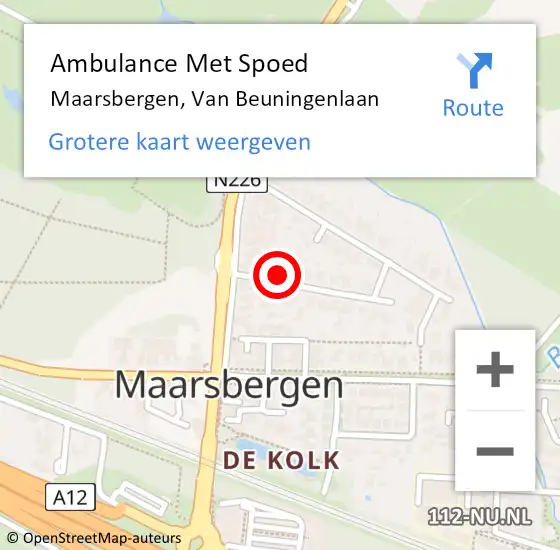 Locatie op kaart van de 112 melding: Ambulance Met Spoed Naar Maarsbergen, Van Beuningenlaan op 30 december 2015 23:28