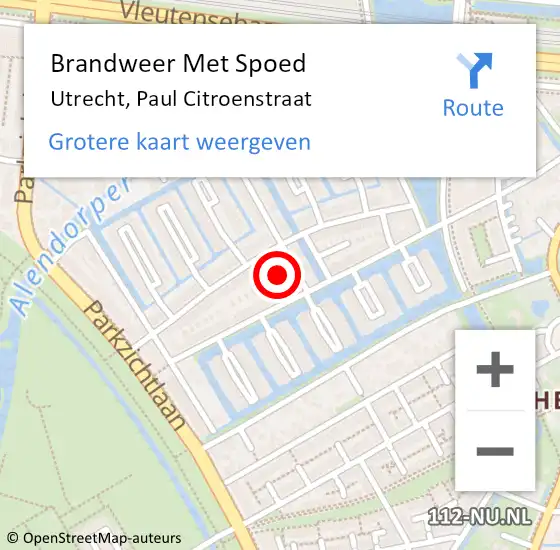 Locatie op kaart van de 112 melding: Brandweer Met Spoed Naar Utrecht, Paul Citroenstraat op 31 december 2015 00:08