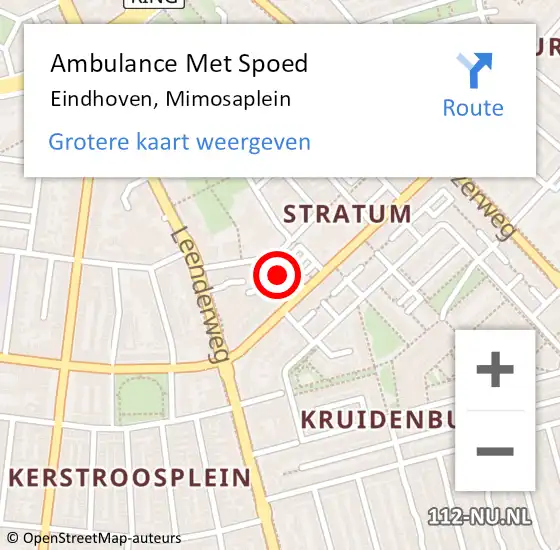 Locatie op kaart van de 112 melding: Ambulance Met Spoed Naar Eindhoven, Mimosaplein op 31 december 2015 03:07