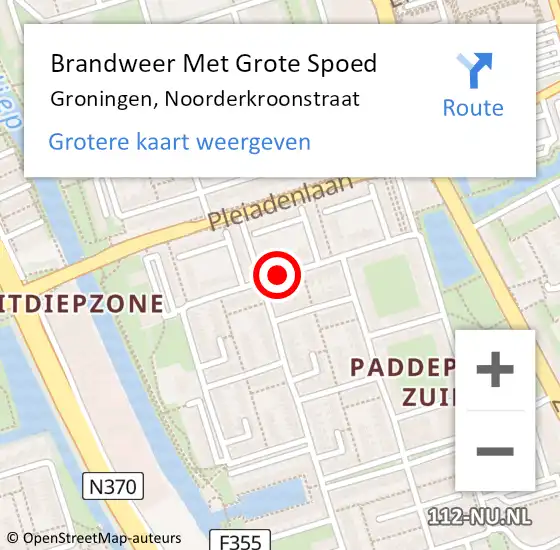 Locatie op kaart van de 112 melding: Brandweer Met Grote Spoed Naar Groningen, Noorderkroonstraat op 31 december 2015 03:41