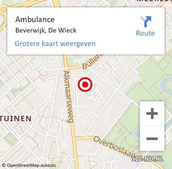 Locatie op kaart van de 112 melding: Ambulance Beverwijk, De Wieck op 31 december 2015 04:43