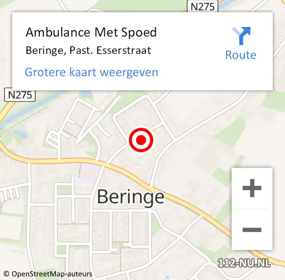 Locatie op kaart van de 112 melding: Ambulance Met Spoed Naar Beringe, Past. Esserstraat op 1 december 2013 23:56