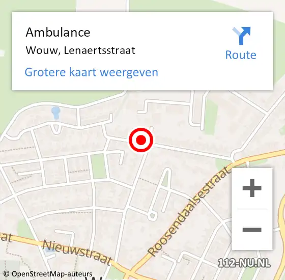 Locatie op kaart van de 112 melding: Ambulance Wouw, Lenaertsstraat op 31 december 2015 06:26