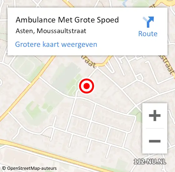 Locatie op kaart van de 112 melding: Ambulance Met Grote Spoed Naar Asten, Moussaultstraat op 31 december 2015 06:53