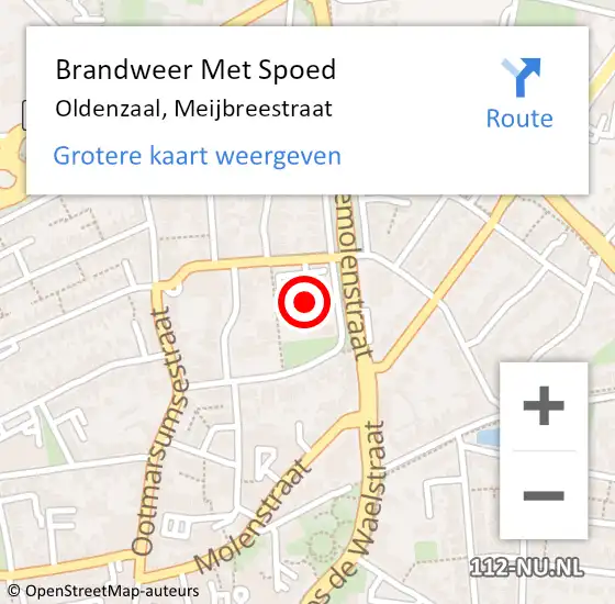 Locatie op kaart van de 112 melding: Brandweer Met Spoed Naar Oldenzaal, Meijbreestraat op 31 december 2015 07:05