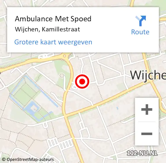 Locatie op kaart van de 112 melding: Ambulance Met Spoed Naar Wijchen, Kamillestraat op 31 december 2015 07:07