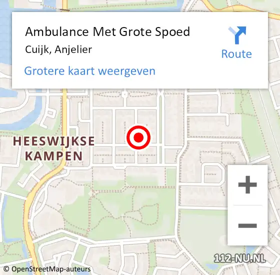 Locatie op kaart van de 112 melding: Ambulance Met Grote Spoed Naar Cuijk, Anjelier op 31 december 2015 07:07