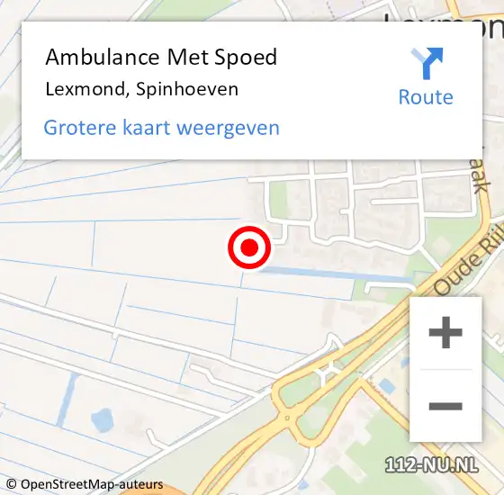 Locatie op kaart van de 112 melding: Ambulance Met Spoed Naar Lexmond, Spinhoeven op 31 december 2015 07:53