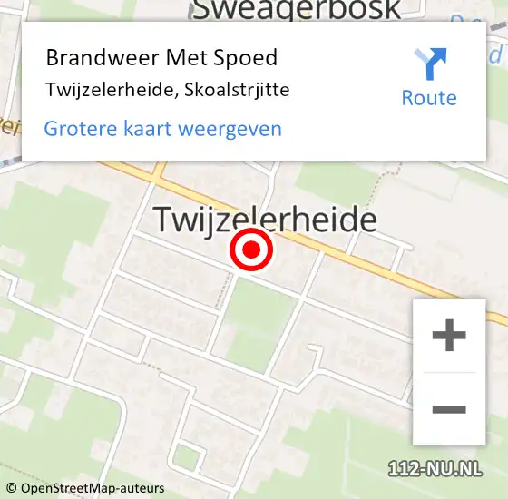 Locatie op kaart van de 112 melding: Brandweer Met Spoed Naar Twijzelerheide, Skoalstrjitte op 31 december 2015 08:17