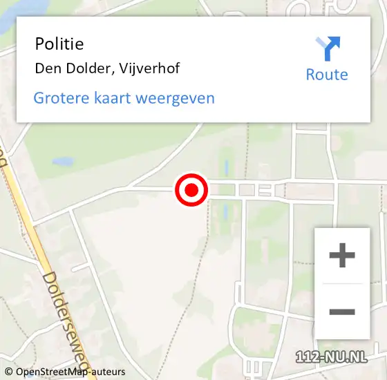 Locatie op kaart van de 112 melding: Politie Den Dolder, Vijverhof op 31 december 2015 08:57