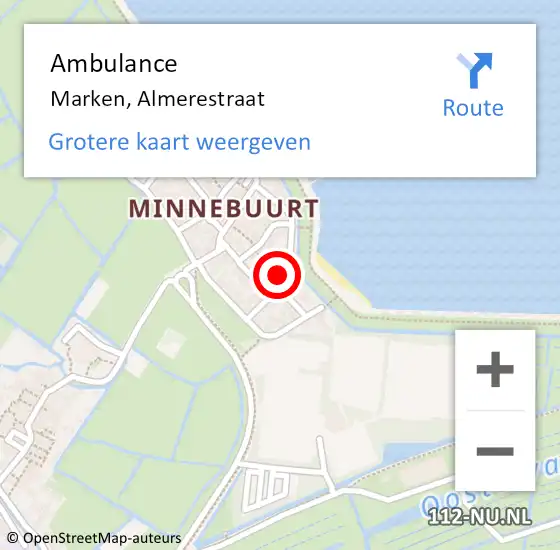 Locatie op kaart van de 112 melding: Ambulance Marken, Almerestraat op 31 december 2015 09:39