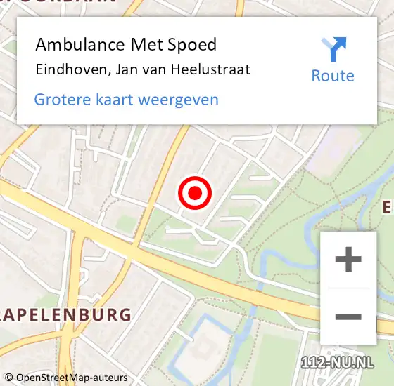 Locatie op kaart van de 112 melding: Ambulance Met Spoed Naar Eindhoven, Jan van Heelustraat op 31 december 2015 09:58