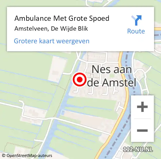 Locatie op kaart van de 112 melding: Ambulance Met Grote Spoed Naar Amstelveen, De Wijde Blik op 31 december 2015 10:01