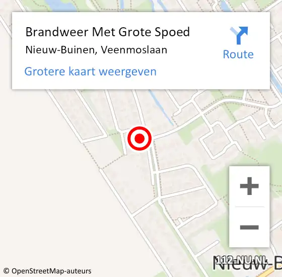 Locatie op kaart van de 112 melding: Brandweer Met Grote Spoed Naar Nieuw-Buinen, Veenmoslaan op 31 december 2015 10:28