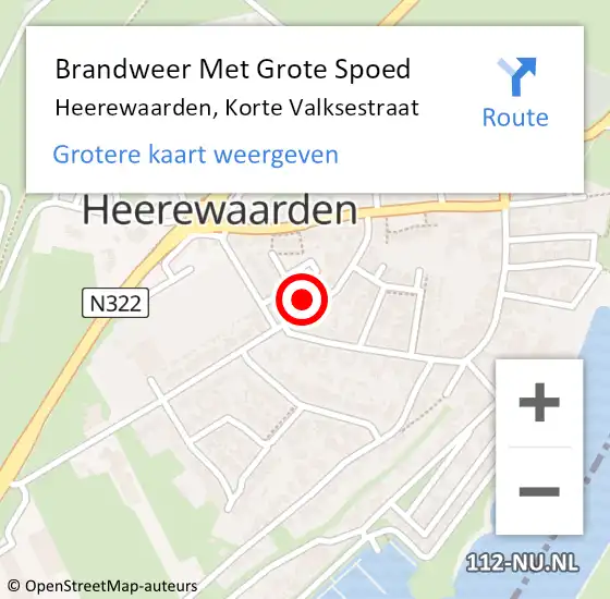 Locatie op kaart van de 112 melding: Brandweer Met Grote Spoed Naar Heerewaarden, Korte Valksestraat op 31 december 2015 10:36