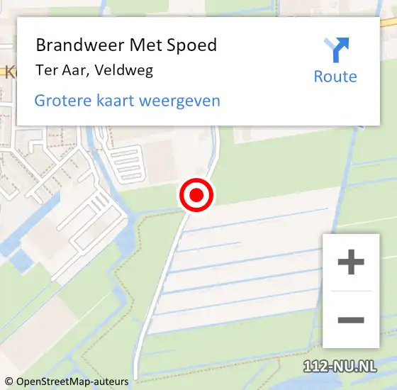 Locatie op kaart van de 112 melding: Brandweer Met Spoed Naar Ter Aar, Veldweg op 2 december 2013 00:51