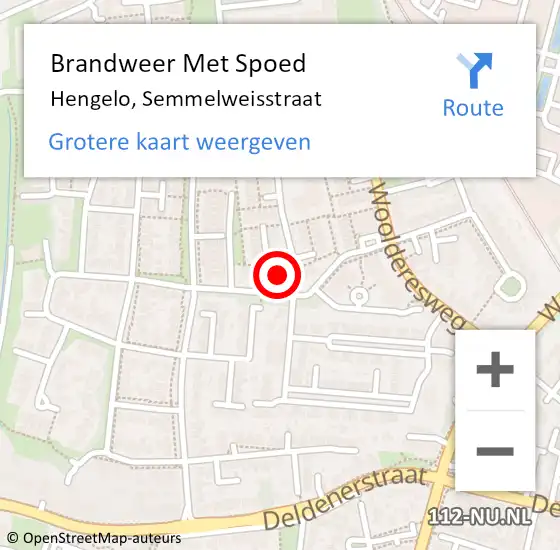 Locatie op kaart van de 112 melding: Brandweer Met Spoed Naar Hengelo, Semmelweisstraat op 31 december 2015 10:53