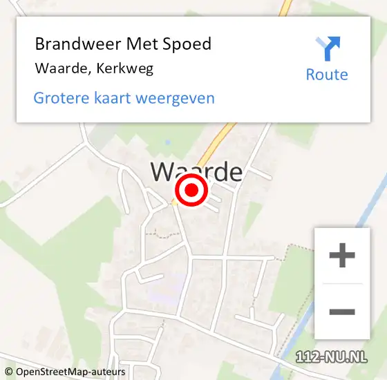 Locatie op kaart van de 112 melding: Brandweer Met Spoed Naar Waarde, Kerkweg op 31 december 2015 11:26