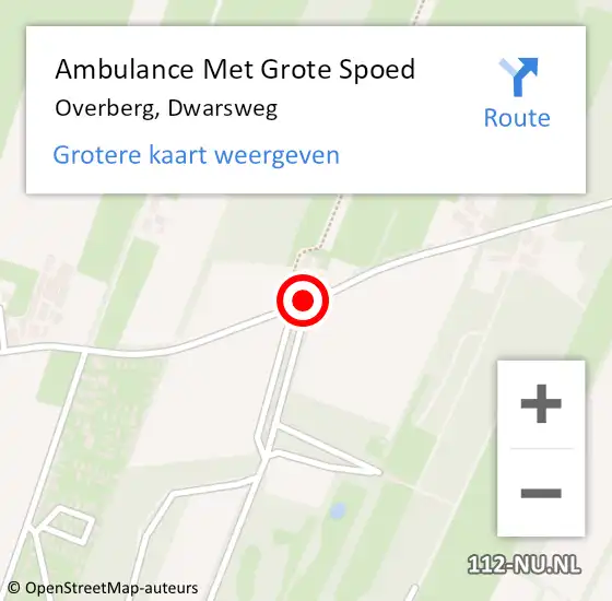 Locatie op kaart van de 112 melding: Ambulance Met Grote Spoed Naar Overberg, Dwarsweg op 31 december 2015 11:27