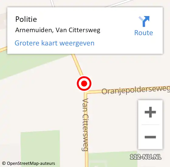 Locatie op kaart van de 112 melding: Politie Arnemuiden, Van Cittersweg op 31 december 2015 12:04