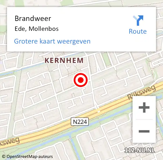 Locatie op kaart van de 112 melding: Brandweer Ede, Mollenbos op 31 december 2015 12:06