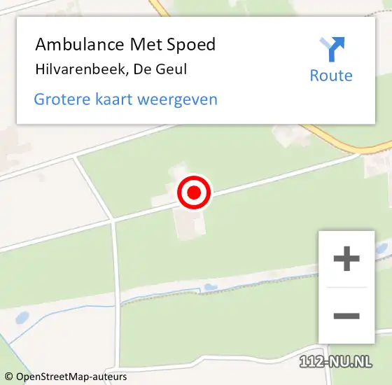 Locatie op kaart van de 112 melding: Ambulance Met Spoed Naar Hilvarenbeek, De Geul op 31 december 2015 12:13