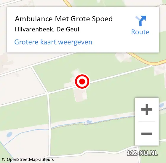 Locatie op kaart van de 112 melding: Ambulance Met Grote Spoed Naar Hilvarenbeek, De Geul op 31 december 2015 12:13