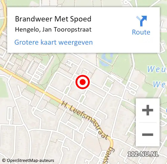 Locatie op kaart van de 112 melding: Brandweer Met Spoed Naar Hengelo, Jan Tooropstraat op 31 december 2015 12:14