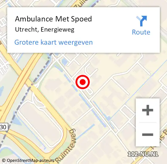 Locatie op kaart van de 112 melding: Ambulance Met Spoed Naar Utrecht, Energieweg op 31 december 2015 12:16