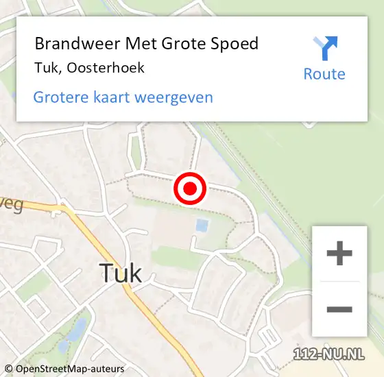 Locatie op kaart van de 112 melding: Brandweer Met Grote Spoed Naar Tuk, Oosterhoek op 31 december 2015 12:20