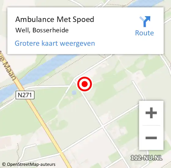 Locatie op kaart van de 112 melding: Ambulance Met Spoed Naar Well, Bosserheide op 2 december 2013 01:31