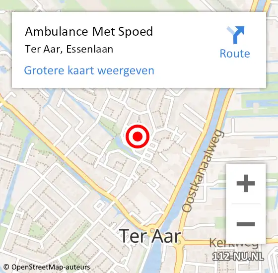 Locatie op kaart van de 112 melding: Ambulance Met Spoed Naar Ter Aar, Essenlaan op 31 december 2015 12:59