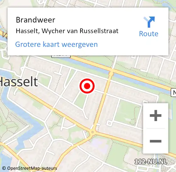 Locatie op kaart van de 112 melding: Brandweer Hasselt, Wycher van Russellstraat op 31 december 2015 13:06