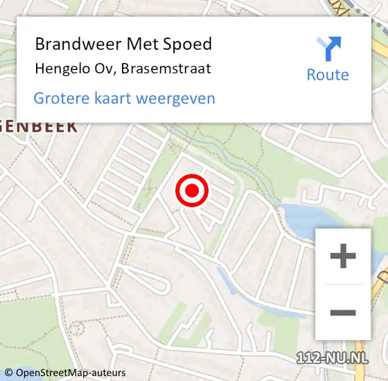 Locatie op kaart van de 112 melding: Brandweer Met Spoed Naar Hengelo Ov, Brasemstraat op 31 december 2015 13:19