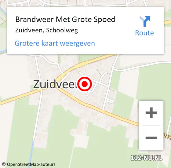 Locatie op kaart van de 112 melding: Brandweer Met Grote Spoed Naar Zuidveen, Schoolweg op 31 december 2015 13:20