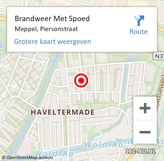 Locatie op kaart van de 112 melding: Brandweer Met Spoed Naar Meppel, Piersonstraat op 31 december 2015 13:36