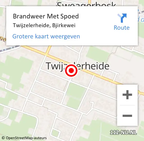 Locatie op kaart van de 112 melding: Brandweer Met Spoed Naar Twijzelerheide, Bjirkewei op 31 december 2015 13:39