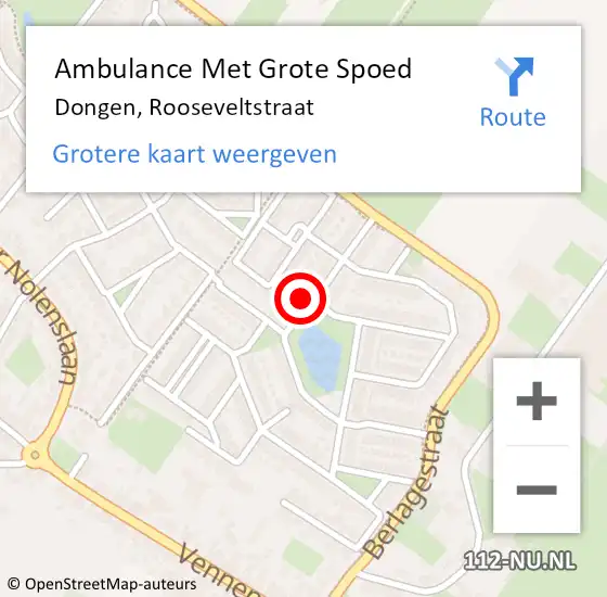 Locatie op kaart van de 112 melding: Ambulance Met Grote Spoed Naar Dongen, Rooseveltstraat op 31 december 2015 13:43