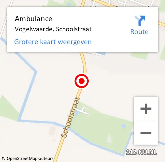Locatie op kaart van de 112 melding: Ambulance Vogelwaarde, Schoolstraat op 31 december 2015 13:46