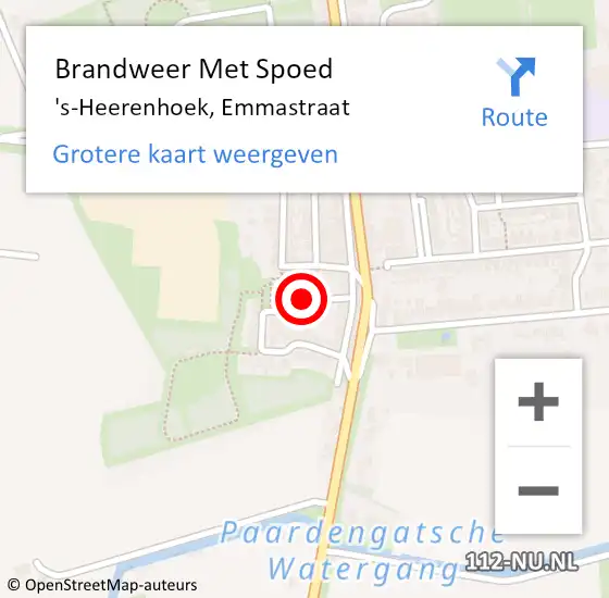 Locatie op kaart van de 112 melding: Brandweer Met Spoed Naar 's-Heerenhoek, Emmastraat op 31 december 2015 14:08