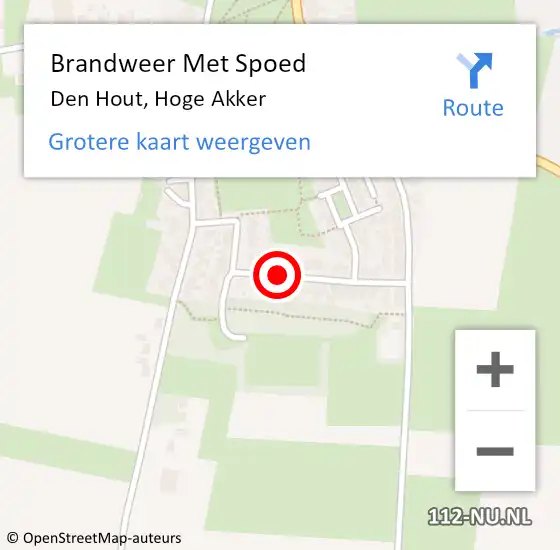 Locatie op kaart van de 112 melding: Brandweer Met Spoed Naar Den Hout, Hoge Akker op 31 december 2015 14:11