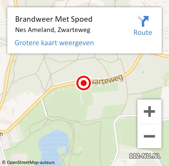 Locatie op kaart van de 112 melding: Brandweer Met Spoed Naar Nes Ameland, Zwarteweg op 31 december 2015 14:18