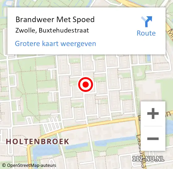 Locatie op kaart van de 112 melding: Brandweer Met Spoed Naar Zwolle, Buxtehudestraat op 31 december 2015 14:38