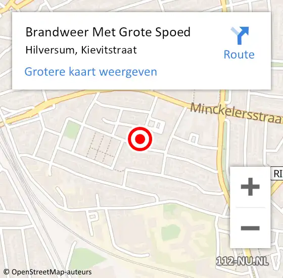 Locatie op kaart van de 112 melding: Brandweer Met Grote Spoed Naar Hilversum, Kievitstraat op 31 december 2015 14:43