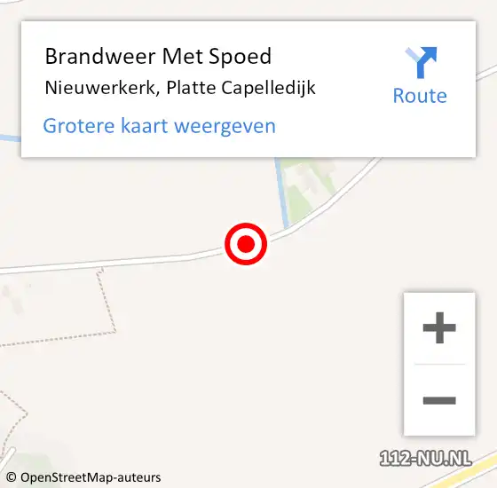 Locatie op kaart van de 112 melding: Brandweer Met Spoed Naar Nieuwerkerk, Platte Capelledijk op 31 december 2015 14:46