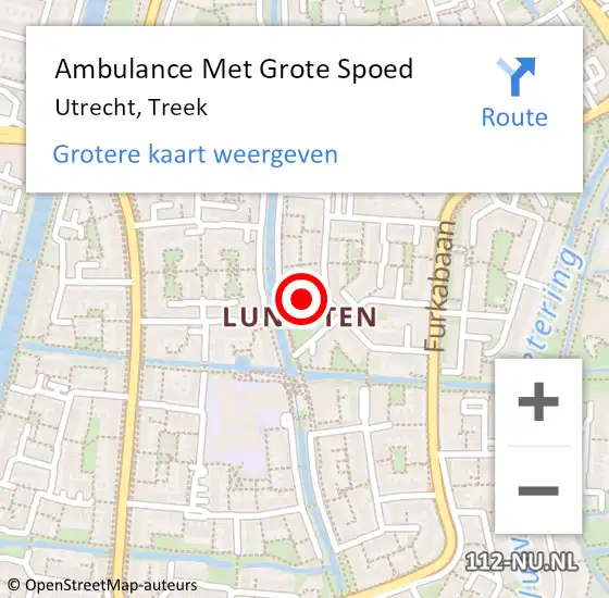 Locatie op kaart van de 112 melding: Ambulance Met Grote Spoed Naar Utrecht, Treek op 2 december 2013 02:32